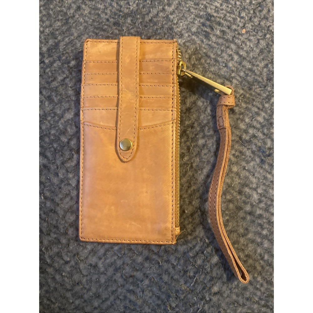 Margot New York Leather Slim Credit Card Wallet Brown 6.5x3"